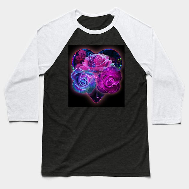 Heart of Roses Baseball T-Shirt by tjimageart